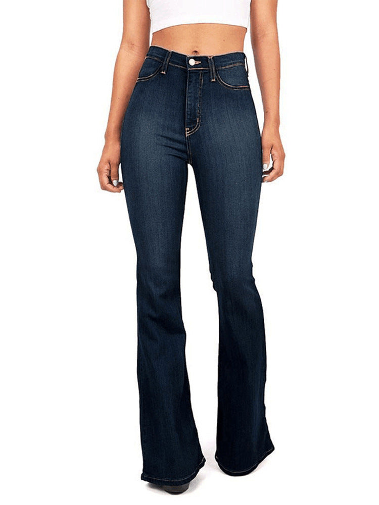 Damen Hoch taillierte Bootcut Jeans im eleganten zeitlosen Stil Amawinc