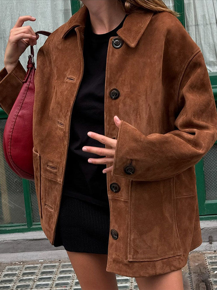 Damen Wilde Velourjacke im lässigen Chic Amawinc