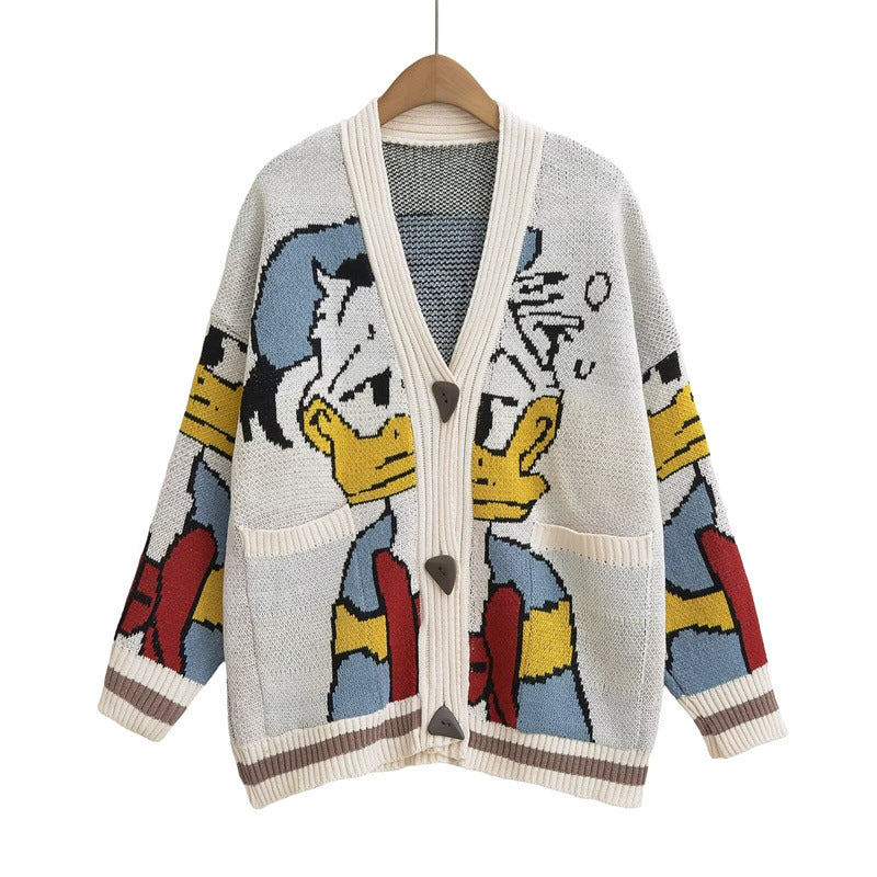 Damen Strickjacke mit Donald Duck Design Amawinc