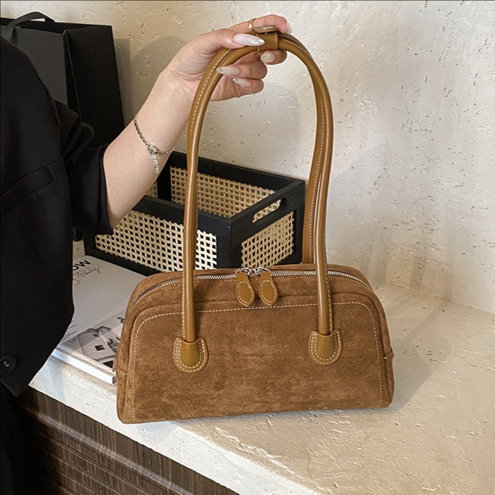 Sac Denise Mini Top-Handle Amawinc Petit Sac À Main Compact Pour Toutes Saisons En Faux Suède Avec Cuir PU