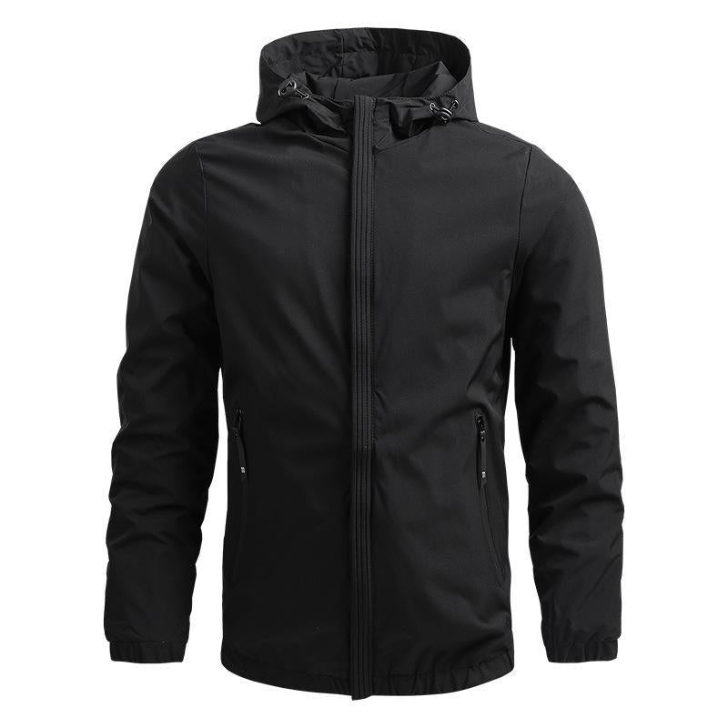 Veste À Capuche Homme Regular Fit Résistante À L Eau Et Au Vent Fermeture Éclair Bleu Marine Pour Automne