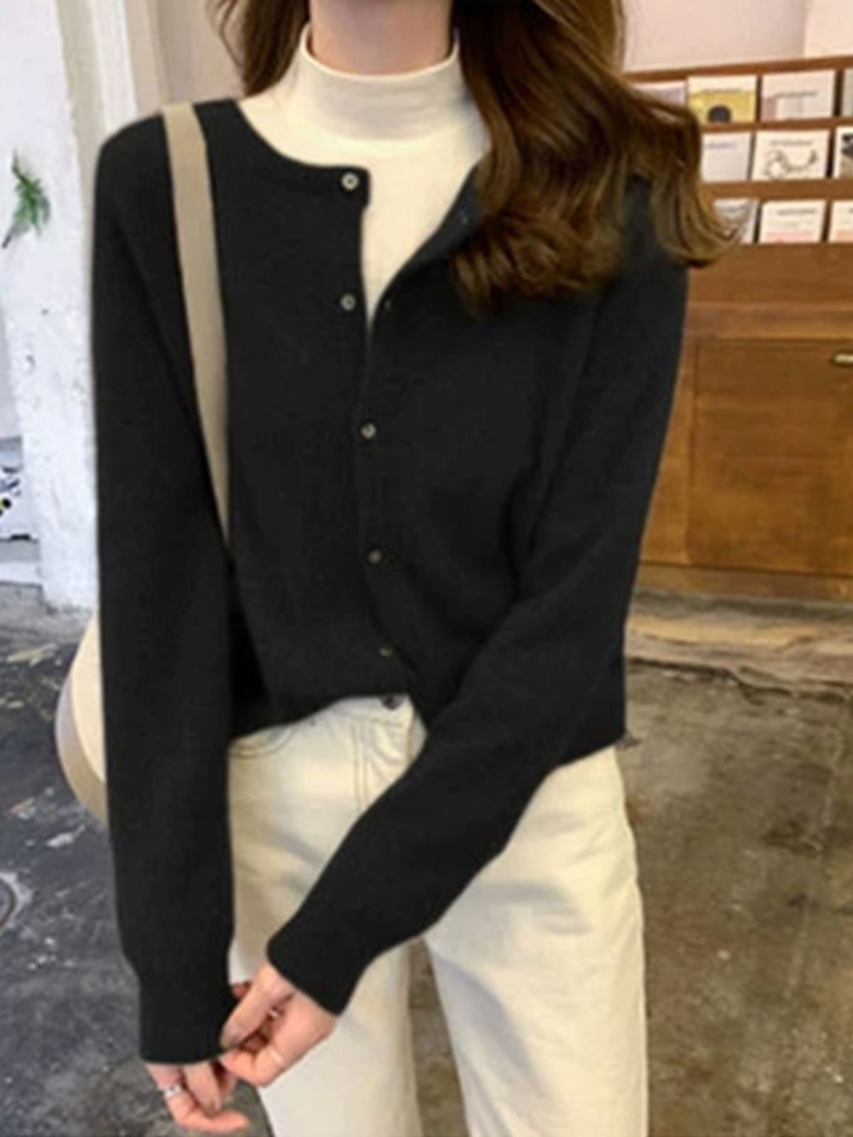 Cardigan Femme Coupe Décontractée En Maille Douce BoutonnageDevant Bord Côtelé Nordisk Flair