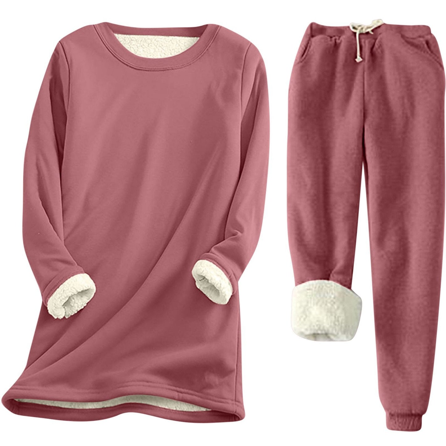 Damen Freizeit Sweatshirt-Set mit kuscheligem Innenfutter und lässiger Passform Amawinc