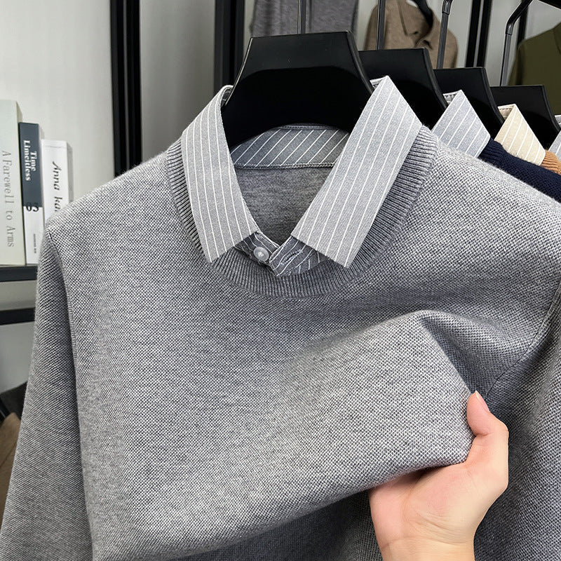 Damen Strickpullover mit integriertem Hemdkragen Amawinc