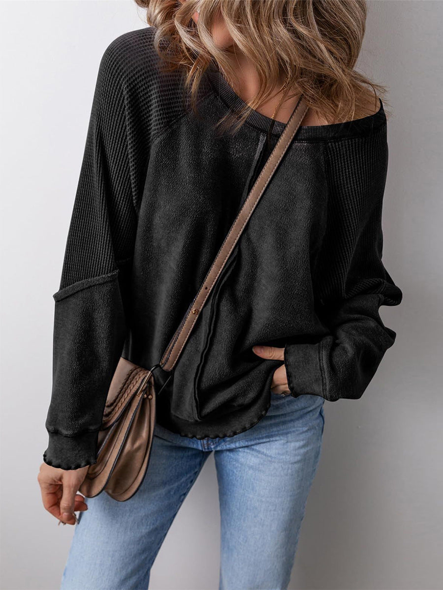 Damen lässiger Pullover mit weitem Ausschnitt Amawinc