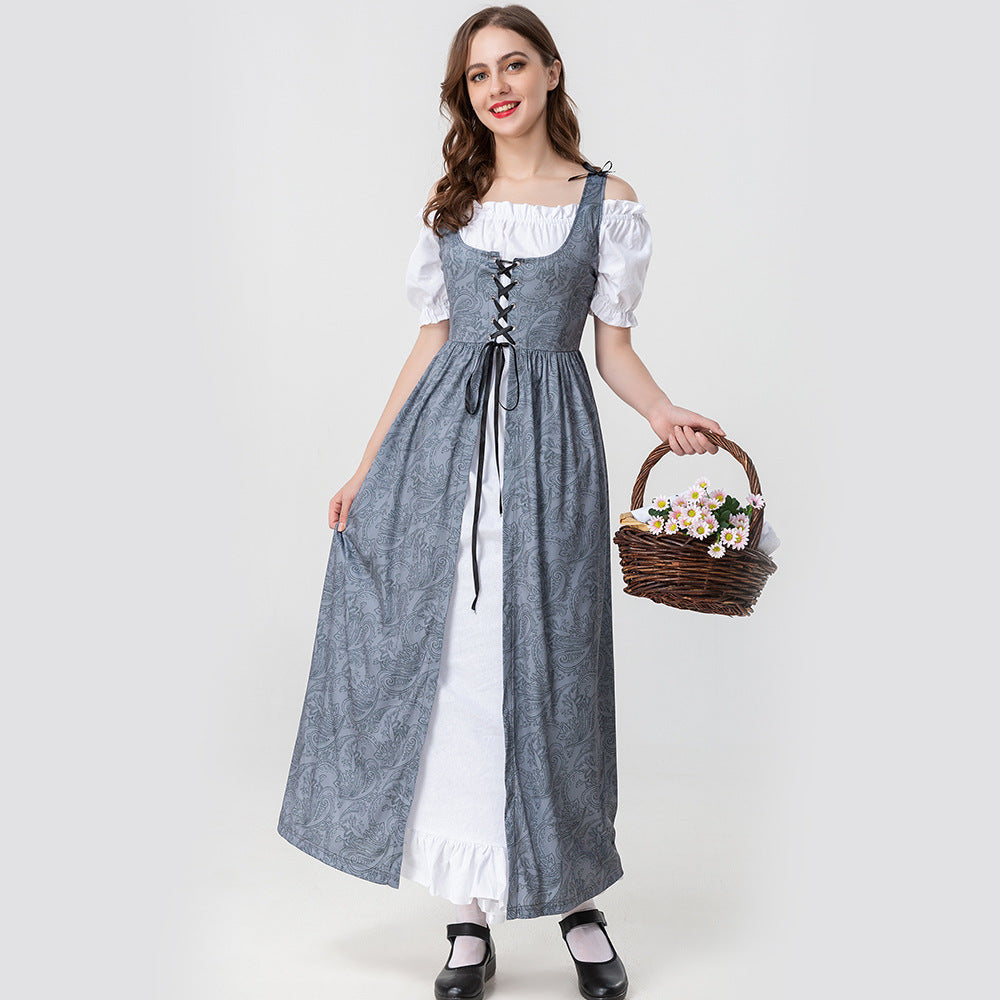 Damen Trachtenkleid mit romantischen Rüschendetails und bezaubernder Schnürung Heidi