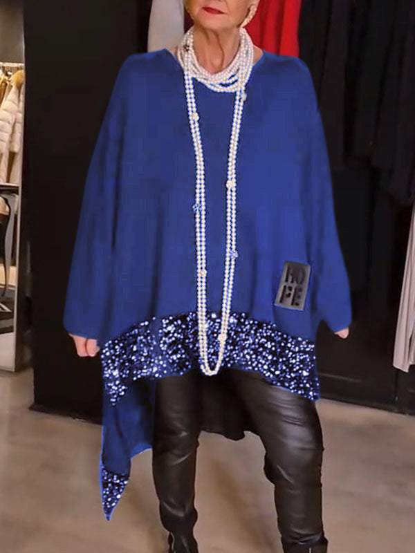 Damen Elegantes und fließendes asymmetrisches Strickoberteil Amawinc