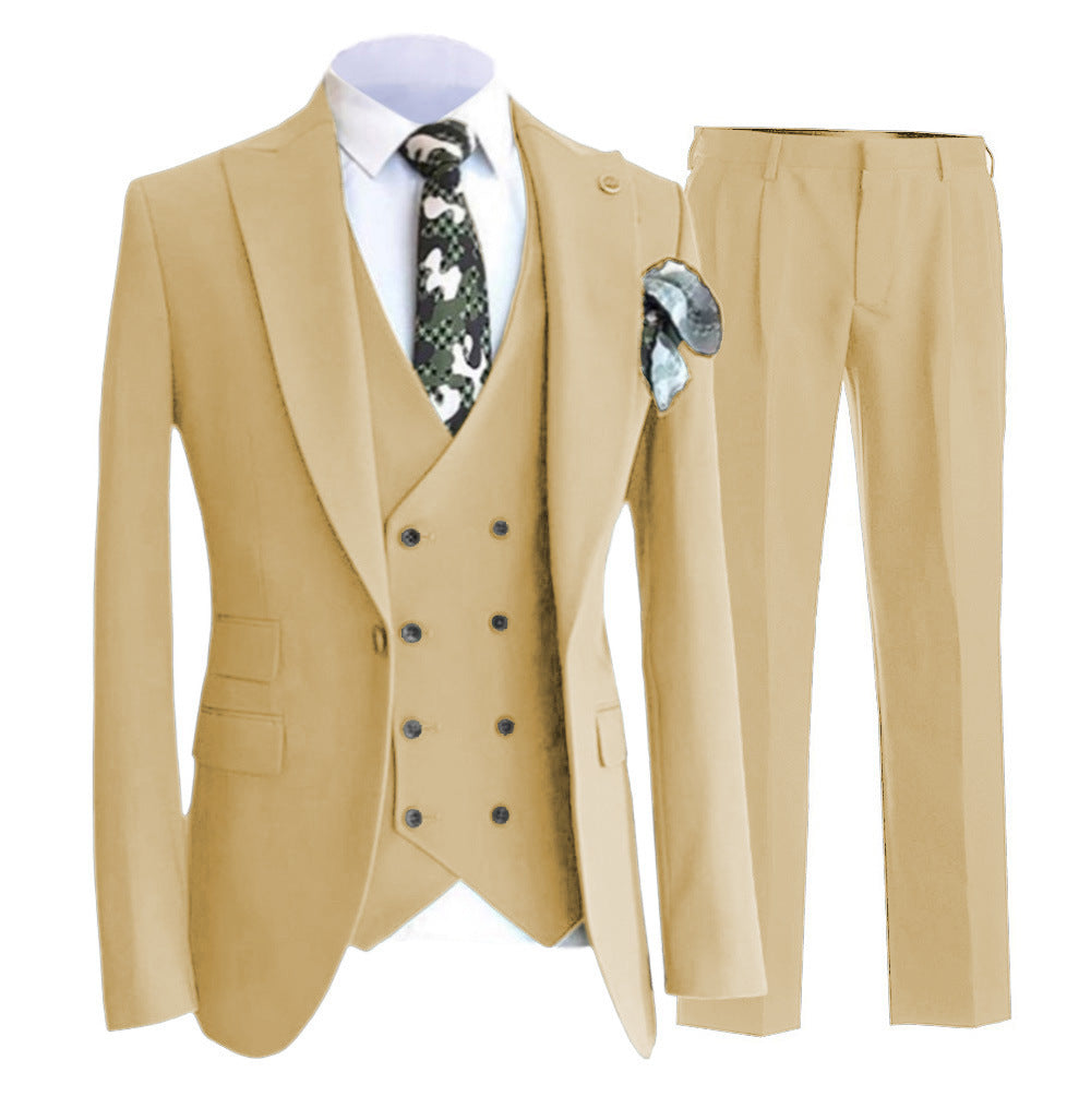 Ensemble Gilet Homme Slim Fit Double Boutonnage Avec Revers À Pointe Pour Veste et Pantalon Costume Formel