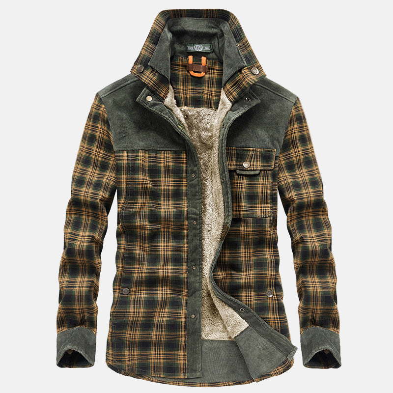 Flanelle Country Corduroy Doublure Sherpa Fleece Chemise Veste Chaude Lavable En Machine Ajustement Décontracté