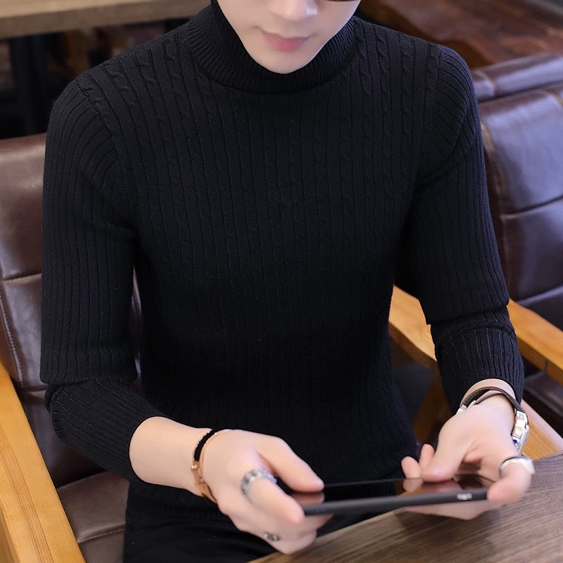 Damen Strickpullover mit hohem Kragen und Rippenmuster Amawinc