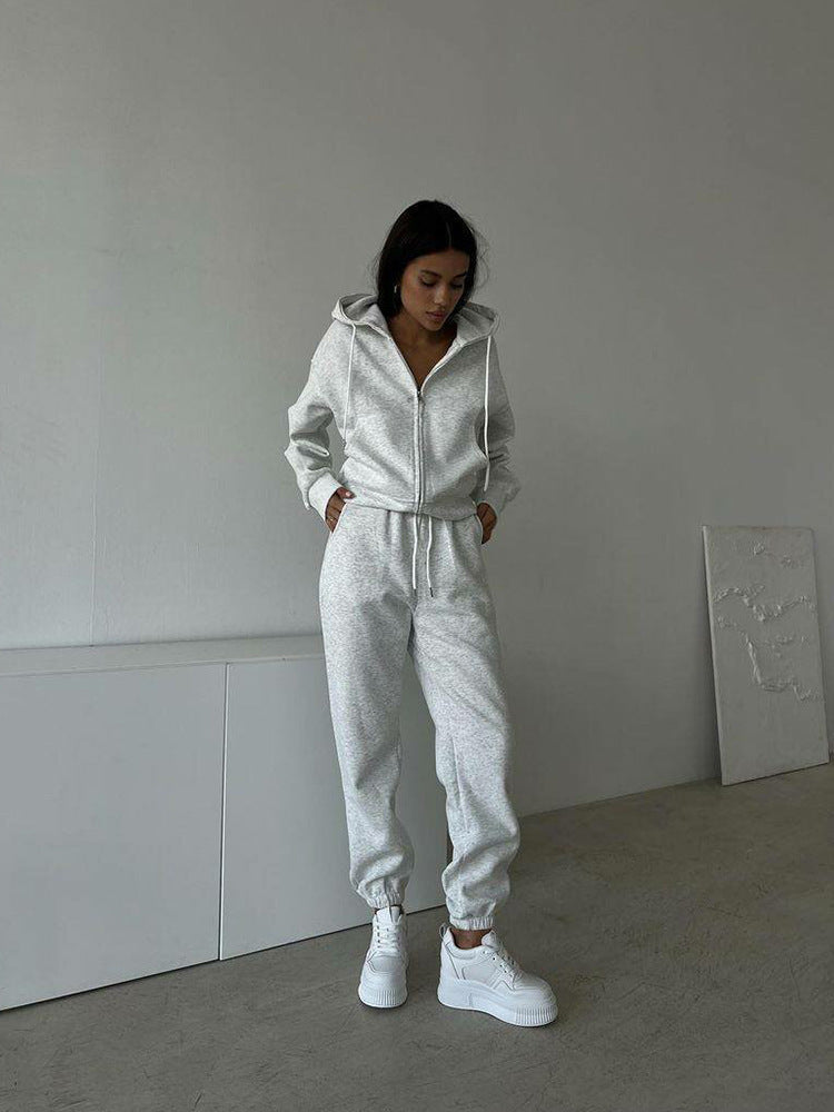 Damen sportliches Fleece-Jogginganzug-Set Amawinc