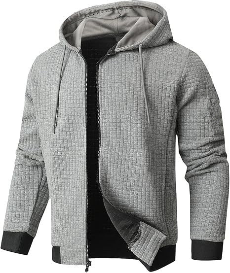 Veste Bomber Matelassée à Capuche Homme avec Poches Zip Amawinc pour Automne et Hiver