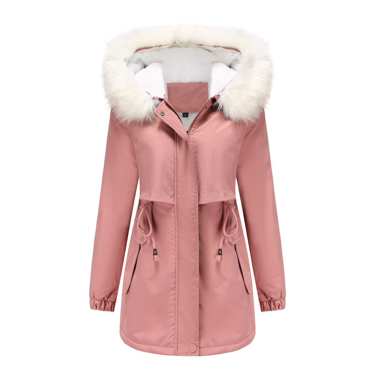 Damen modische Winterjacke mit abnehmbarem Fellkragen Amawinc