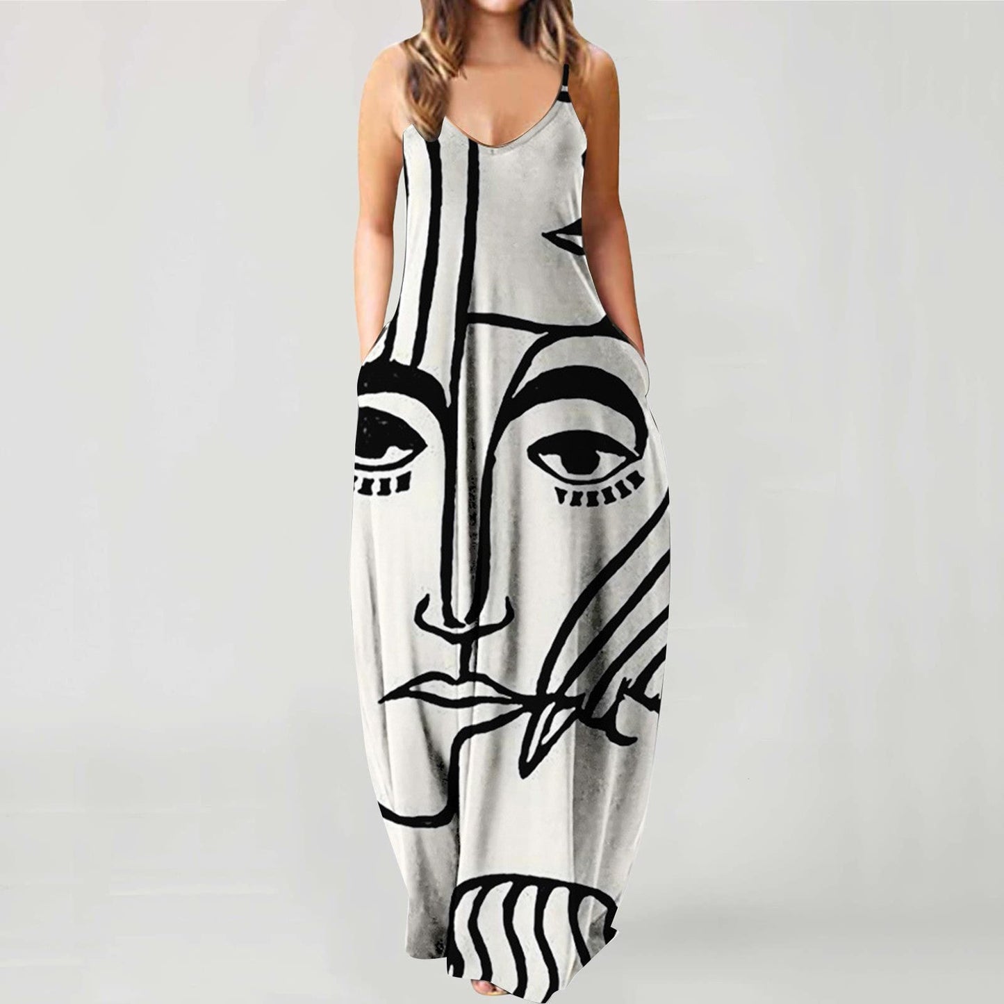 Langes Hannah Sommerkleid mit Trägern in heißer Ausführung