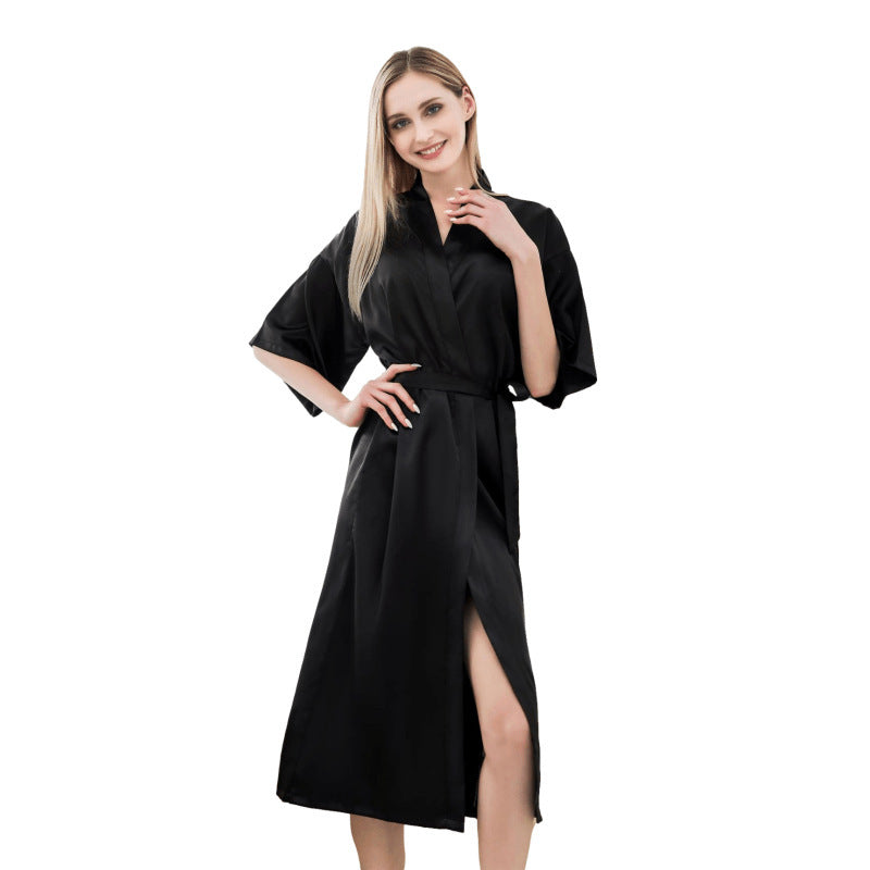 Damen luxuriöser Satin-Bademantel Amawinc