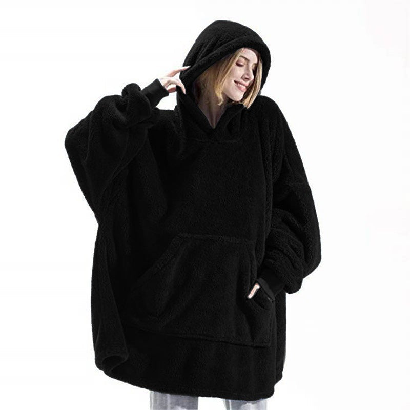 Damen Kuschelige Oversize-Hoodiejacke aus Fleece mit Kängurutasche Amawinc