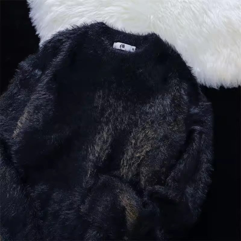 Damen Flauschiger Rundhalspullover Amawinc