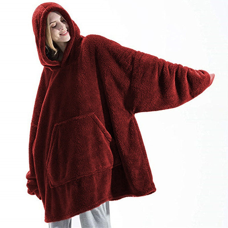 Damen oversize Fleece-Hoodie mit Kängurutasche und Kapuze Amawinc