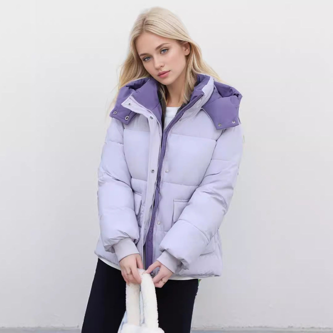 Damen gefütterte Pufferjacke mit großzügigen Taschen und abnehmbarer Kapuze Amawinc