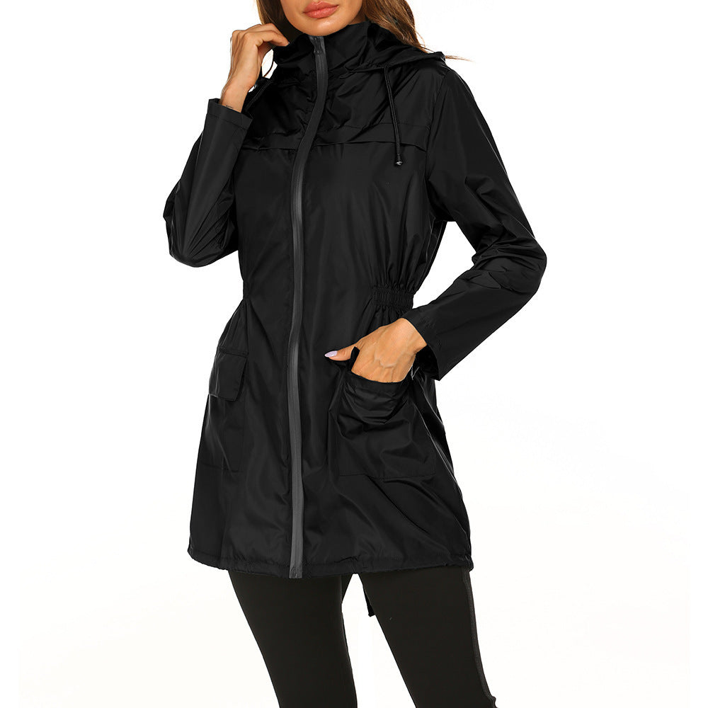 Damen Outdoor-Jacke mit verstellbarer Kapuze und elastischem Bund Amawinc