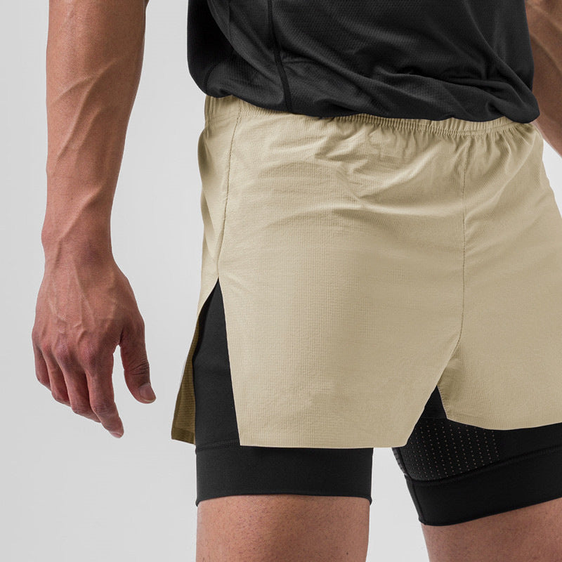 Shorts D'Entraînement Pour Homme Double Couche Design Compression Respirant Léger Performance Course