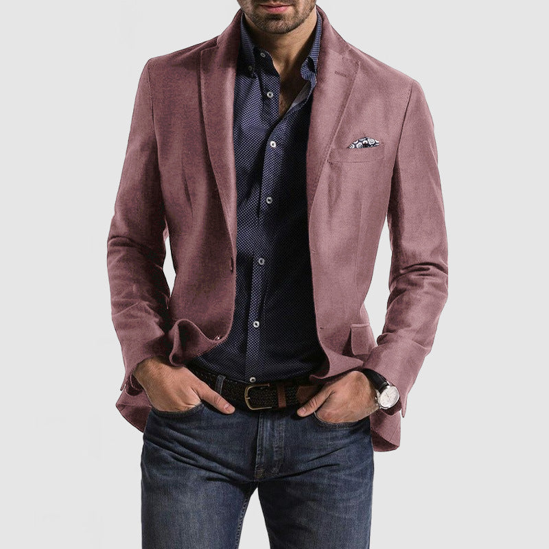 Veste Blazer Homme Slim Fit En Mélange Laine À Simple Boutonnage Revers Classique Pour Tenue Formelle Et Décontractée