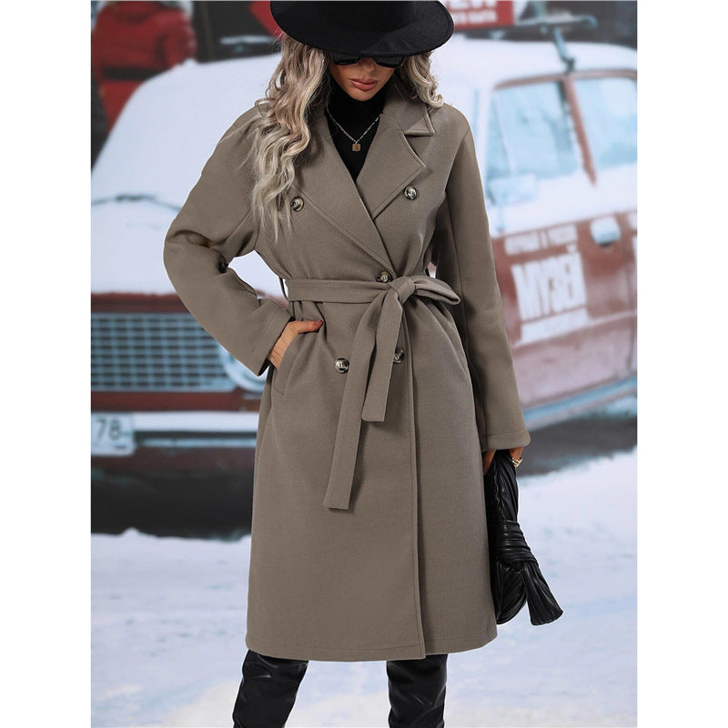 Damen Doppelreiher Wollmantel Amawinc