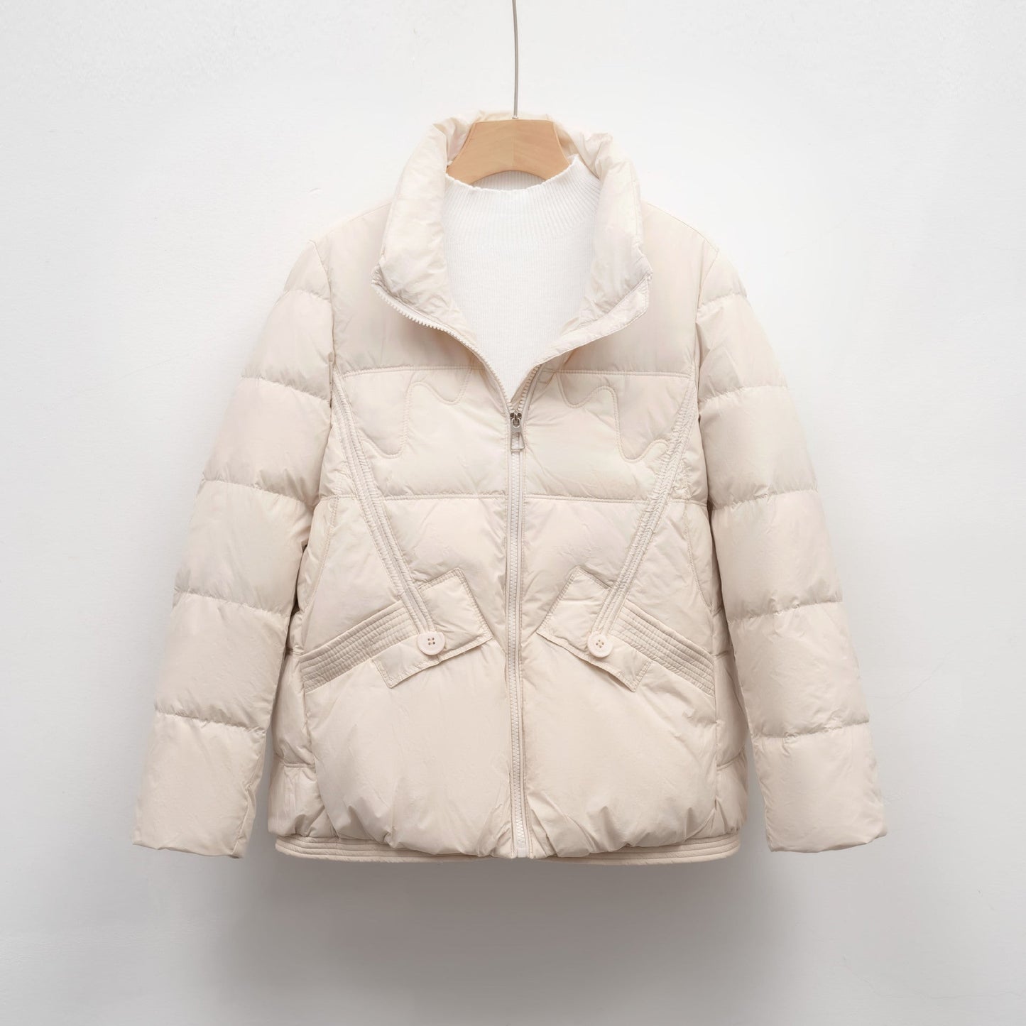 Damen gesteppte Winterjacke mit praktischen Taschen und hohem Kragen Amawinc