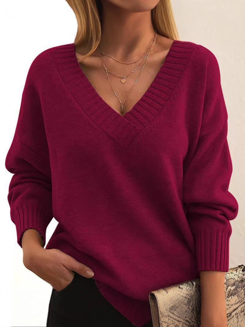 Avery Pull Encolure V Décontracté Tricot Doux Pour Automne Hiver Confort Quotidien Pour Femme