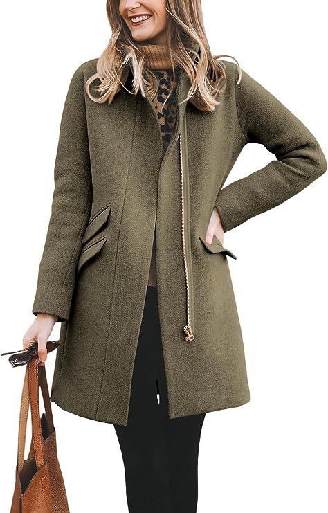 Damen modischer Wollmantel mit asymmetrischem Schnitt Amawinc