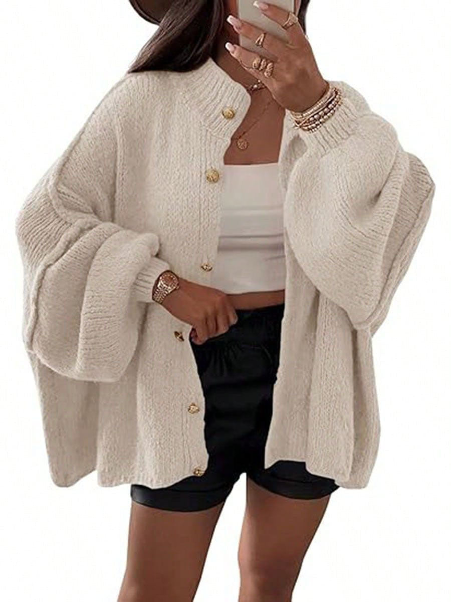 Damen Flauschige Strickjacke mit überschnittenen Schultern Amawinc