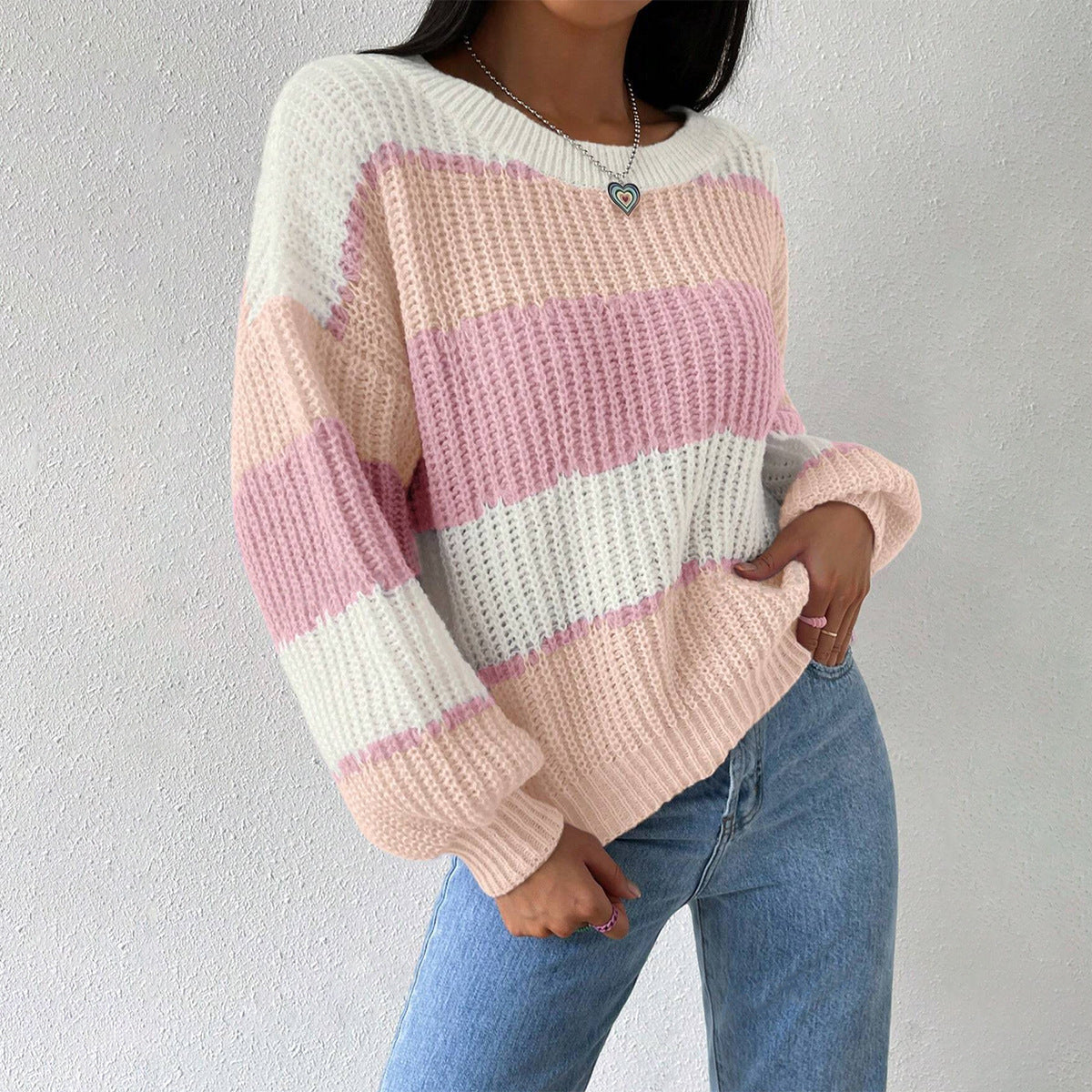 Pull Femme Rayé En Maille Douce Taylor Pullover Polyvalent Pour Décontracté Quotidien Et Superposition