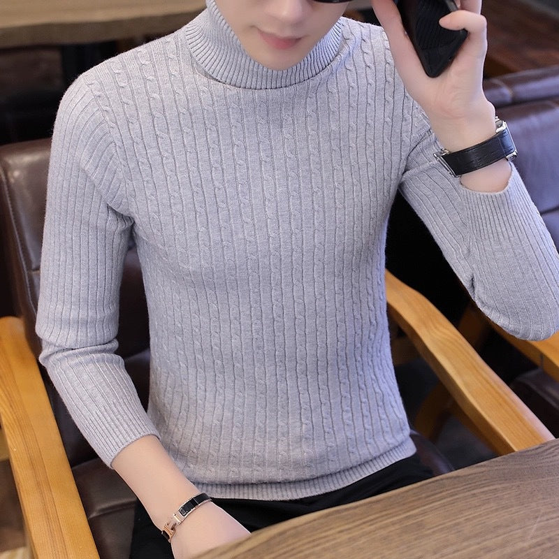 Damen Strickpullover mit hohem Kragen und Rippenmuster Amawinc