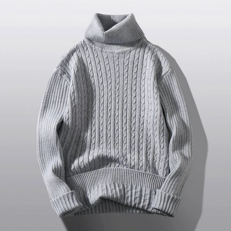 Damen Strickpullover mit hohem Kragen und Rippenmuster Amawinc