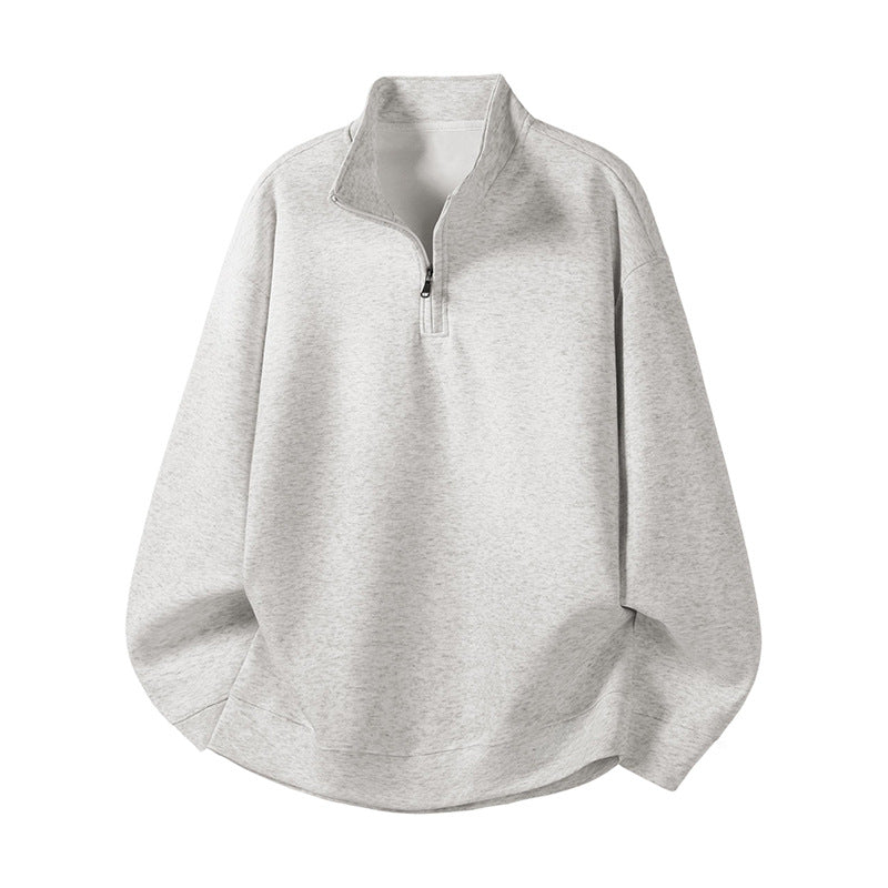 Damen Oversized Fleecepullover mit halb offenem Kragen Amawinc