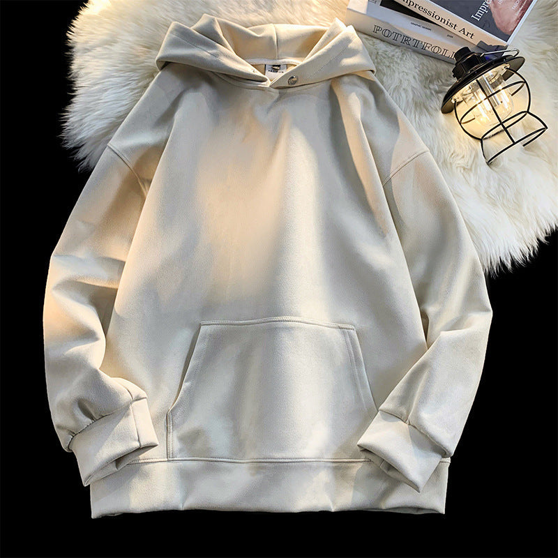 Damen gemütlicher Kapuzenpullover im modernen Velourslook Amawinc