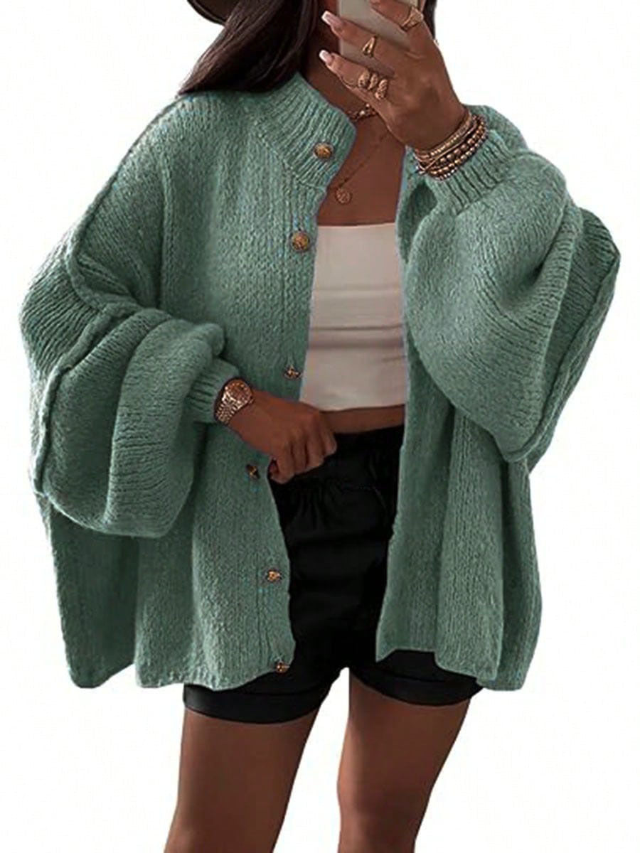 Damen Flauschige Strickjacke mit überschnittenen Schultern Amawinc