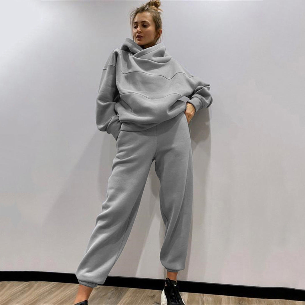 Damen lässiges Hooded Sweatset mit Ziernähten Amawinc