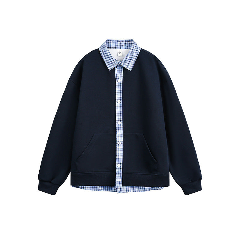 Damen Lässiger Oversized Kapuzenpullover mit Hemdkragen Amawinc