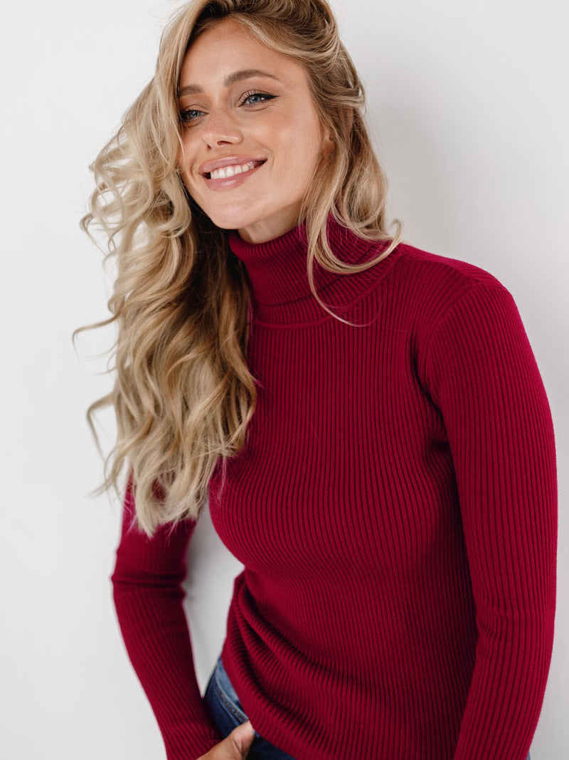 Damen Rollkragenpullover mit geripptem Design und lässigem Schnitt Amawinc