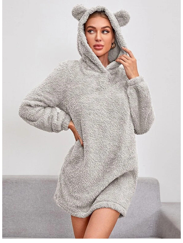 Damen Kuscheliger Hoodie mit Bärenohren Amawinc