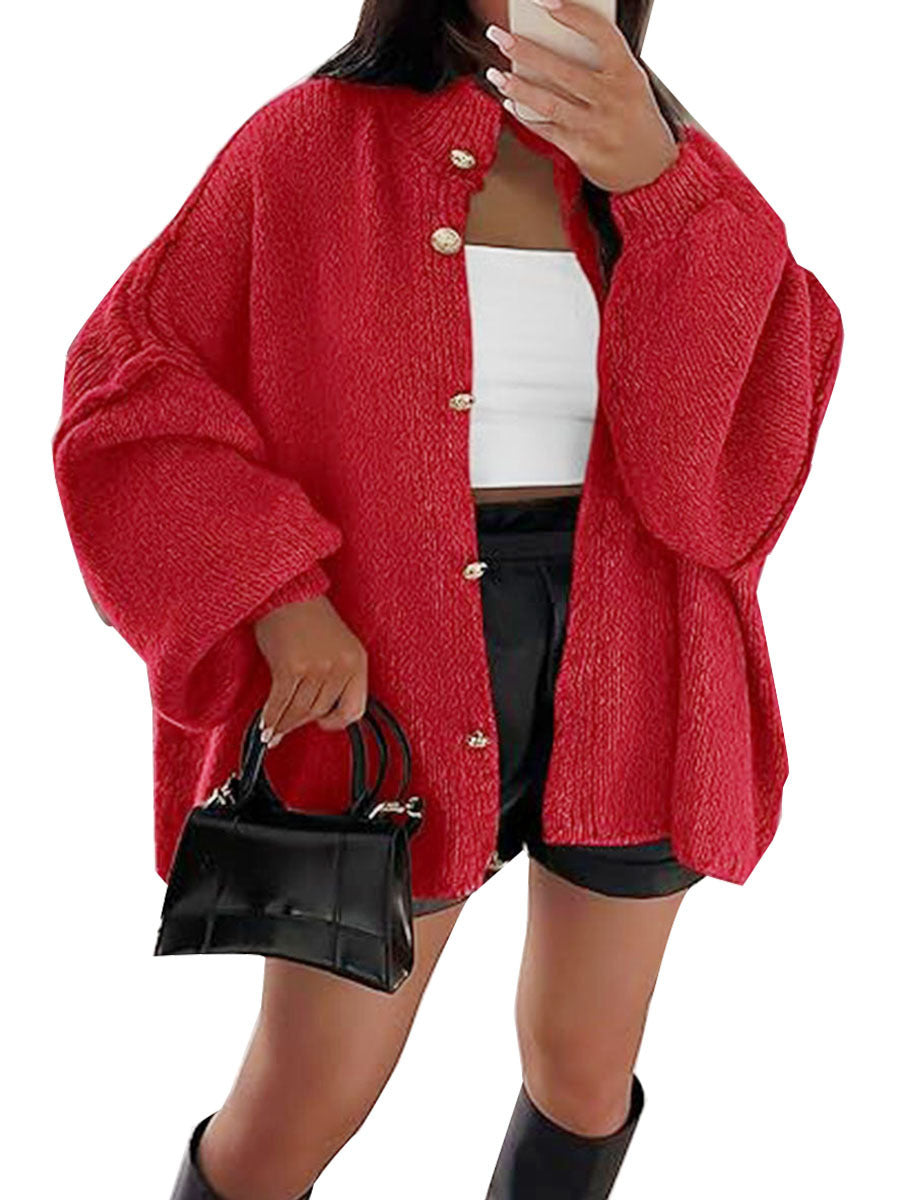 Damen Flauschige Strickjacke mit überschnittenen Schultern Amawinc