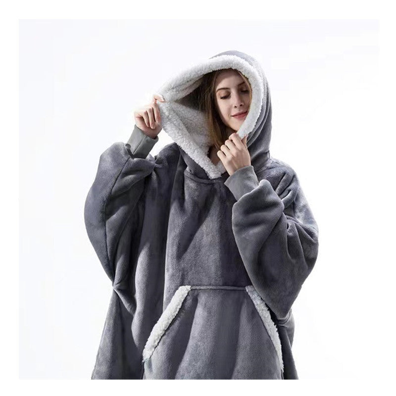 Damen Gemütlicher Hoodie-Poncho mit weichem Futter und praktischen Taschen Amawinc