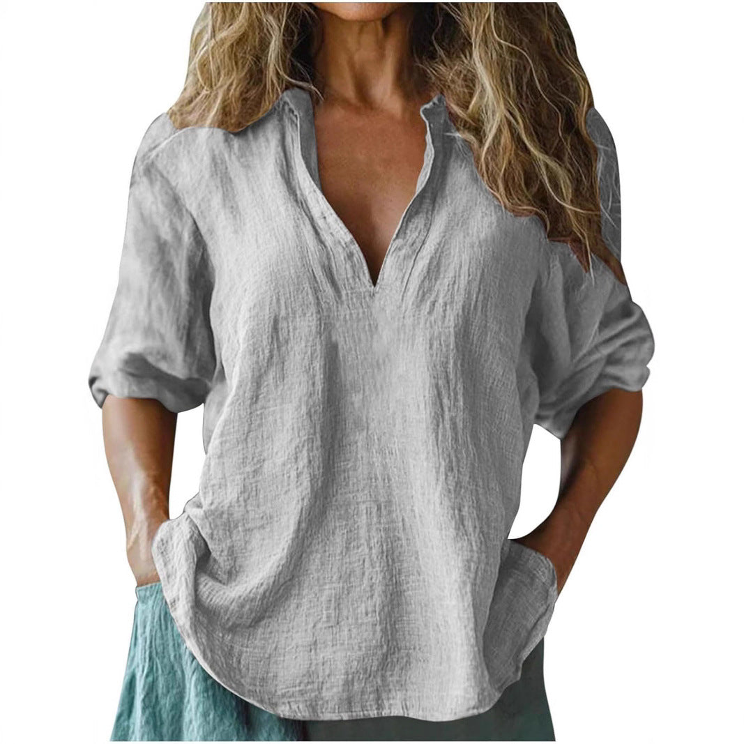 Damen lässige Leinenbluse Amawinc