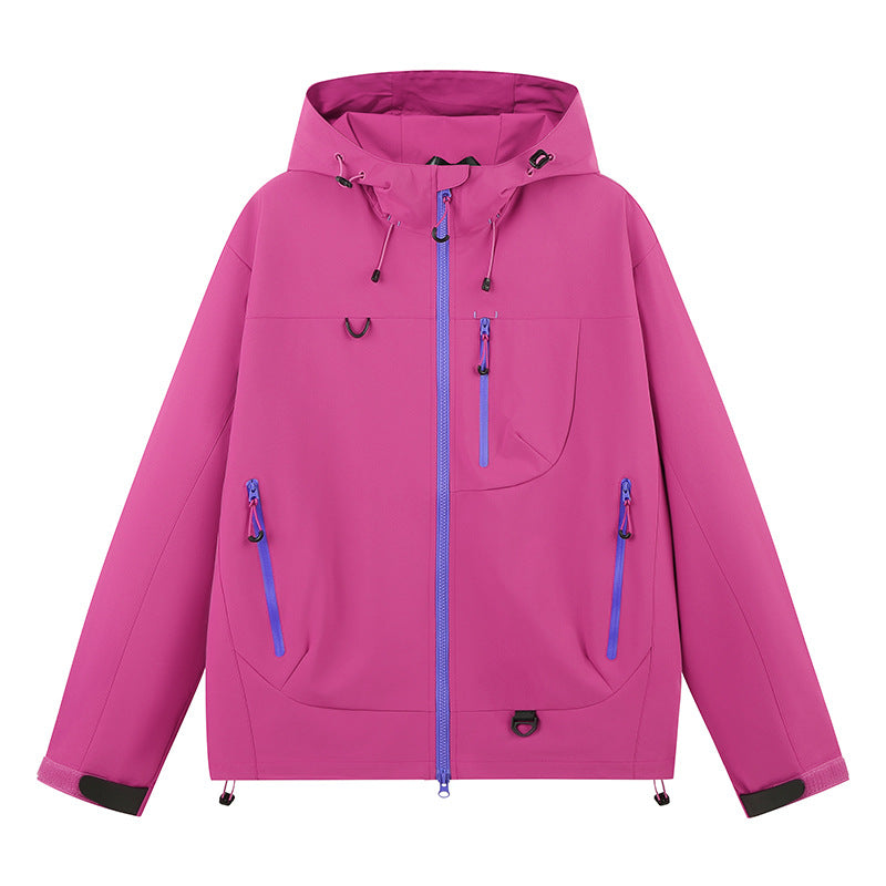 Damen wasserabweisende Outdoor-Jacke mit verstellbarem Kapuzenkragen Amawinc