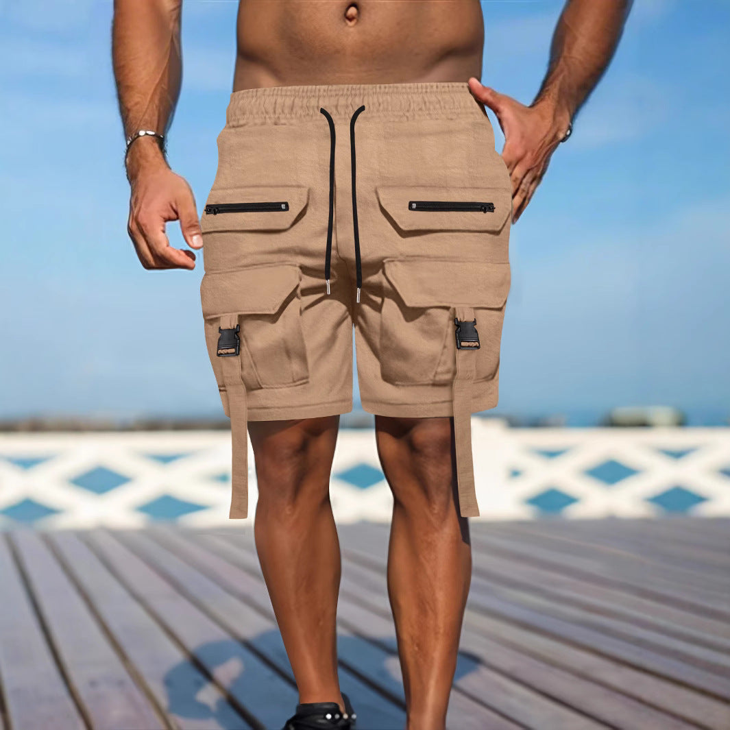 Shorts Utilitaires Homme Coupe Regular Mélange Coton à Poches Multiples Style Cargo Outdoor