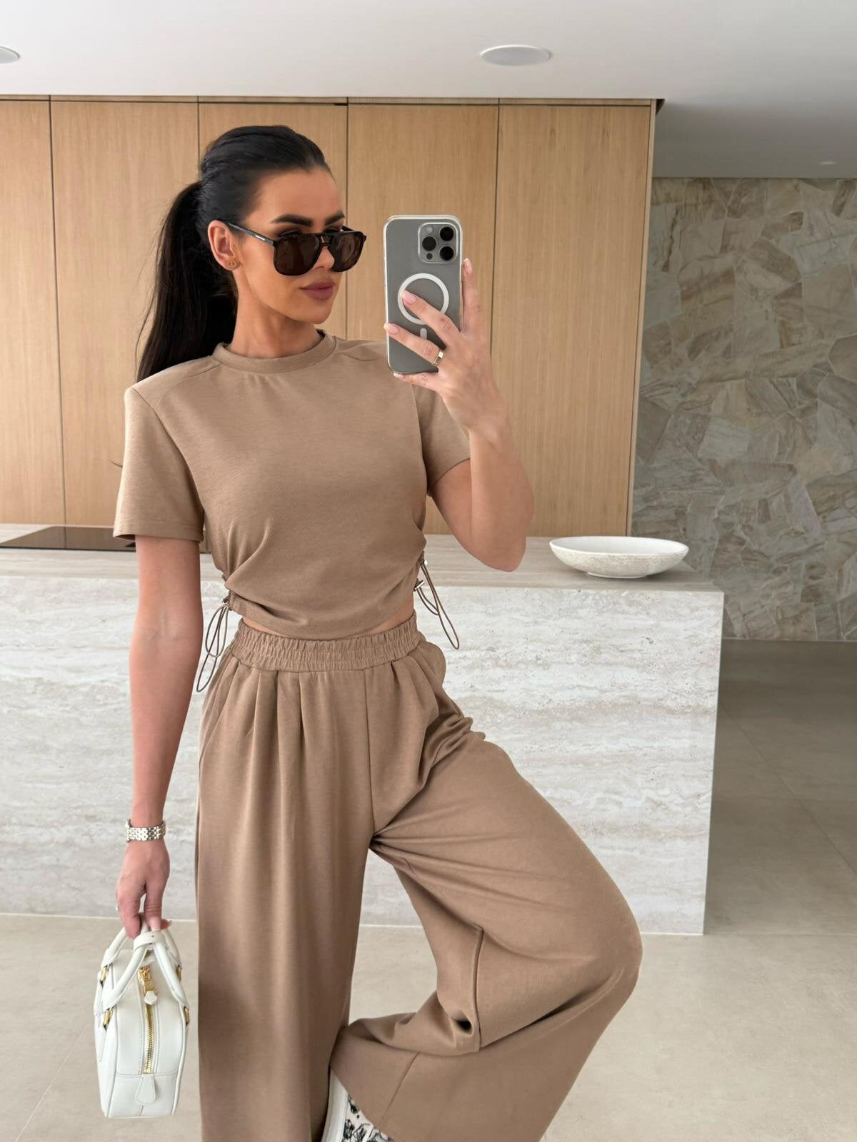 Damen lässiges Set aus Crop-Top und Jogginghose Amawinc