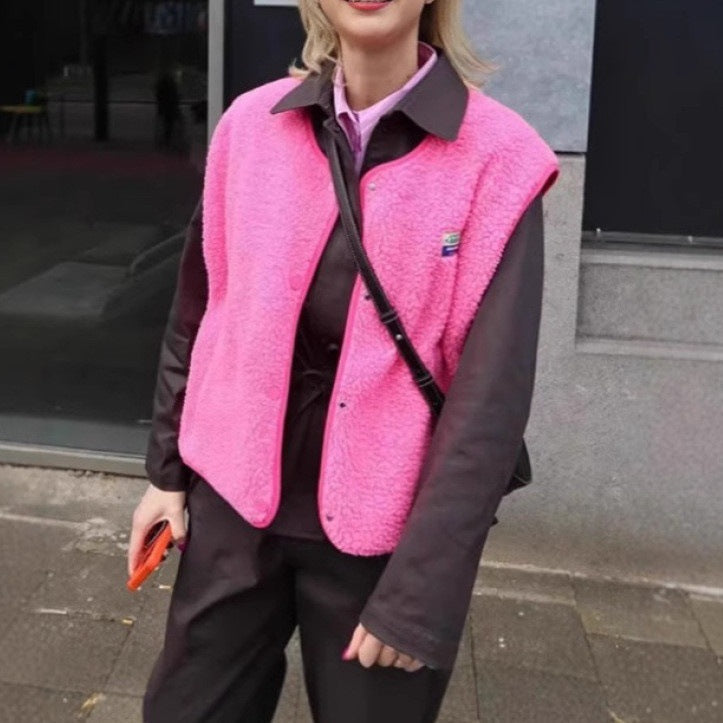 Damen modische Weste mit Fleece-Futter und praktischen Taschen Amawinc