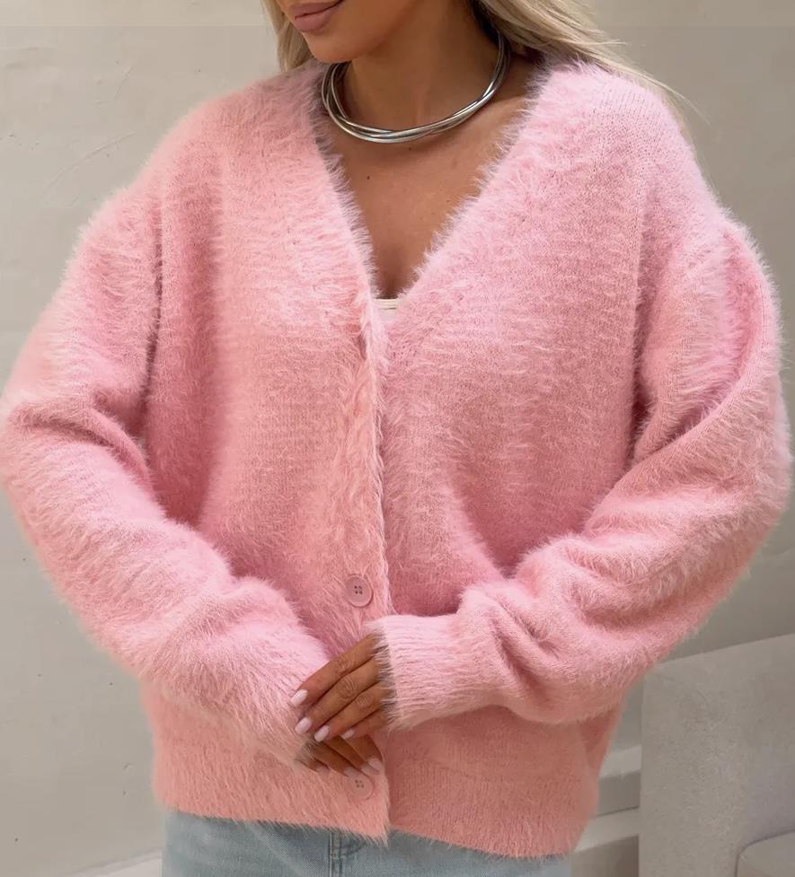 Damen Kuscheliger Strickjacke mit modernen Knopfdetails und lässigem Schnitt Amawinc