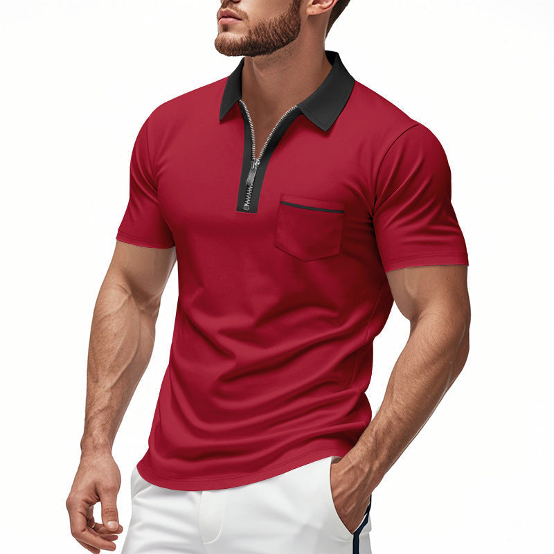 Polo Homme Slim Fit Respirant En Mélange De Coton Avec Fermeture Éclair Et Poche Poitrine Nordic Flair